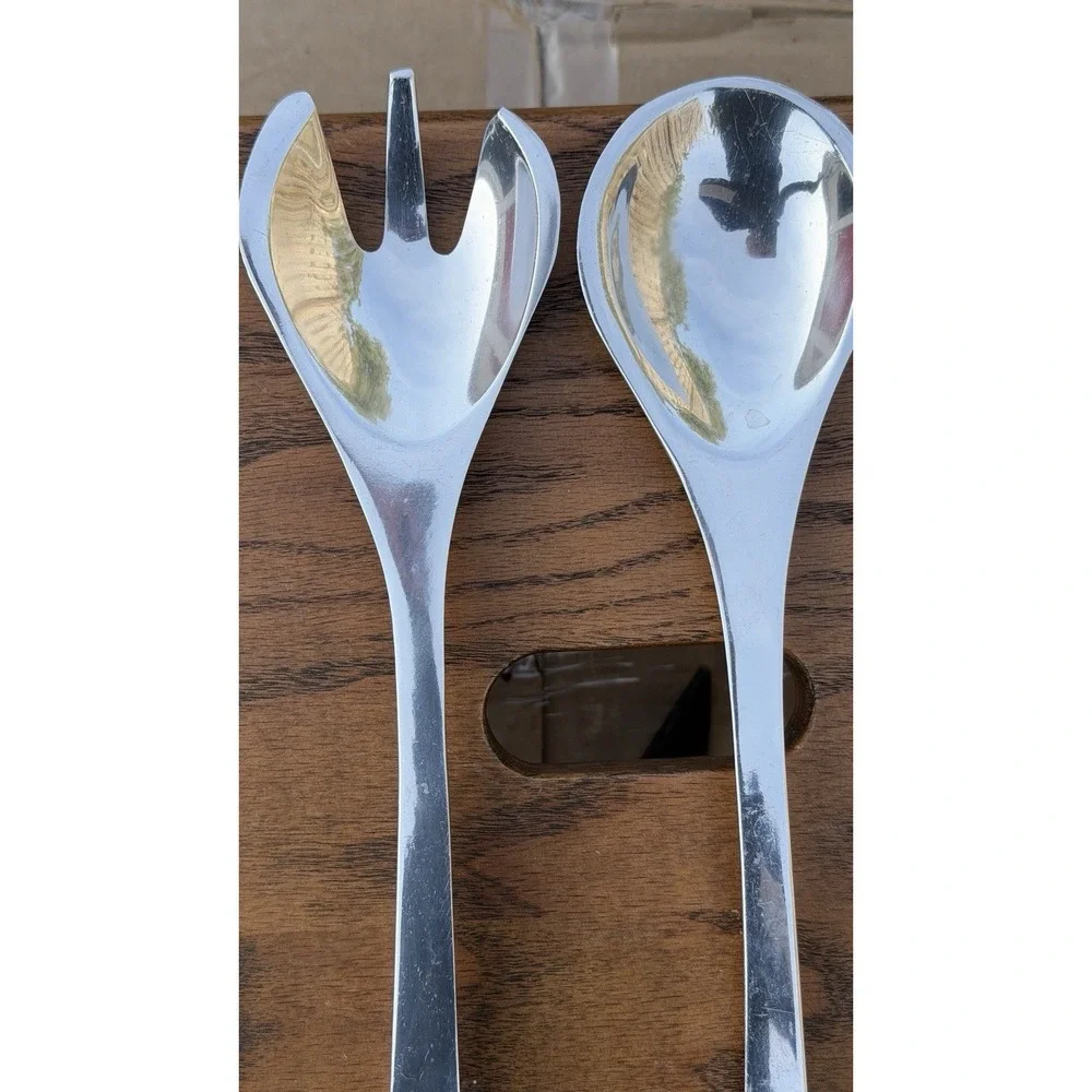Nambe Salad Serving Set‎ Spoon Fork Stainless Steel 57C Modern Design
